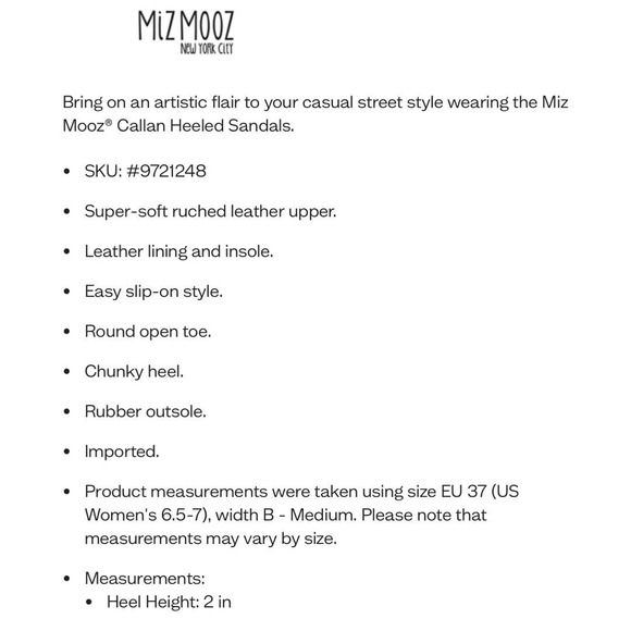 NIB Miz Mooz Callan 40 9-9.5 Ruched Leather Chunky Heeled Slide Sandals Tan - Picture 8 of 11